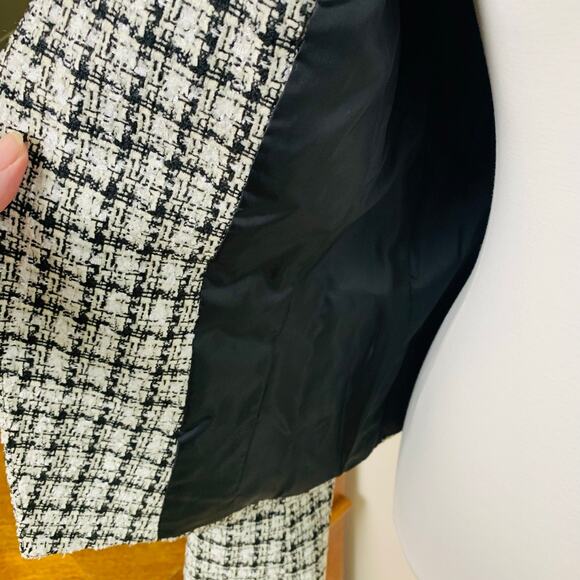 Calvin Klein Size 8 Women's Tweed Blazer Jacket Black White Preppy Work - Picture 7 of 9